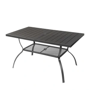 Patio 59 in. Wrought Iron Dining Table(Black)