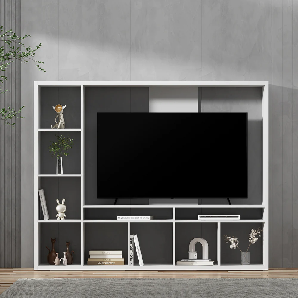 c7c376474377d420839fdc2c0979a06291947b19b865cd98ca35fa5dbd74af48 Artiss Entertainment Center Unit TV Stand TV Cabinet Open Shelves 183CM White