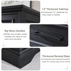 Farmhouse 6 Drawers Dresser Chests, Wood Rustic Chest of Drawers(Grey)