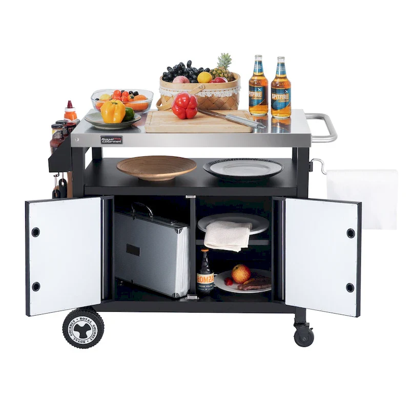 c8575ad75db2b583922e5f172a717bcfff3cf822c827037d6d61e98091b15505 Royal Gourmet Movable Kitchen Cart Grill Prep Table with Storage(Kitchen Cart)