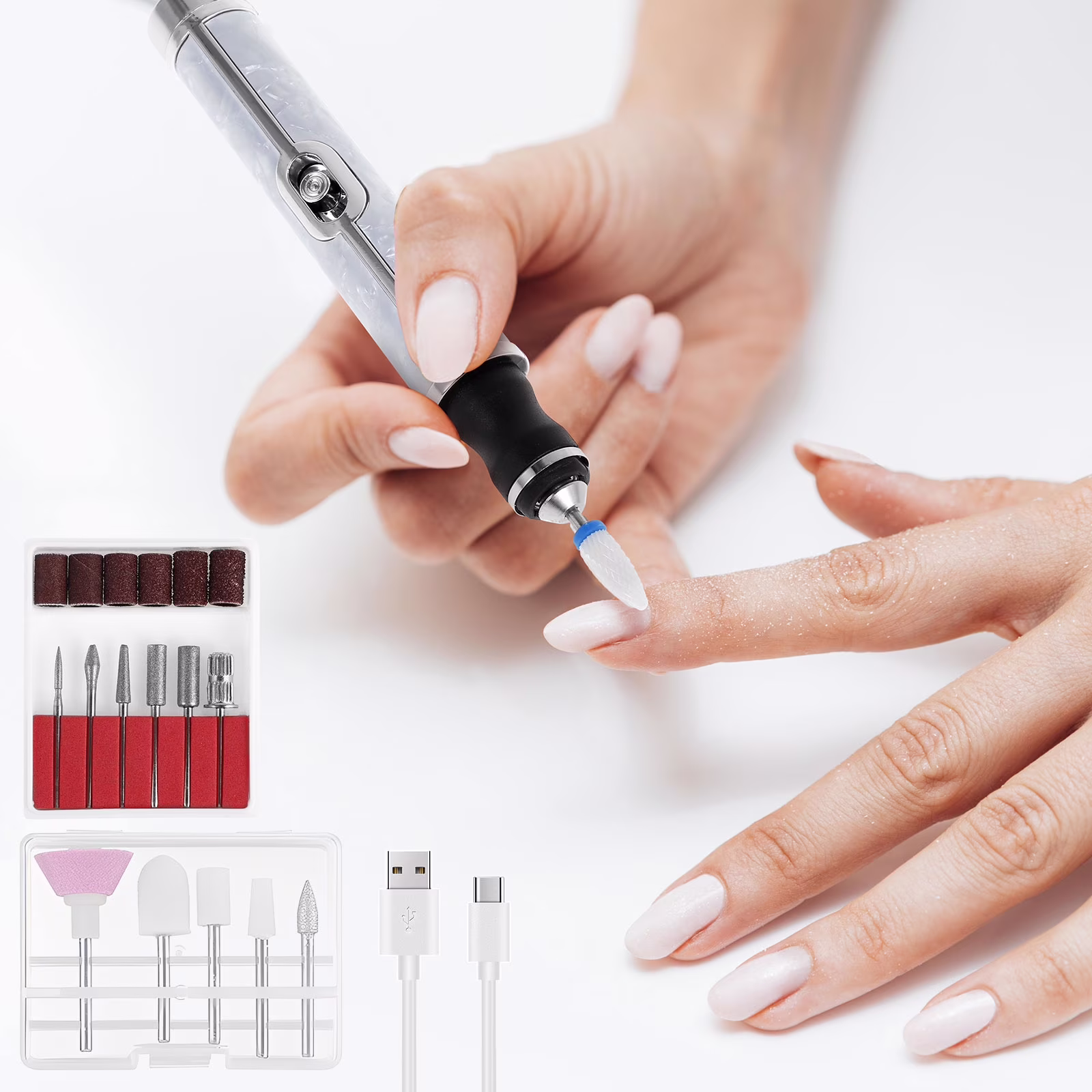 c8c419f3015a5b6b3f4cf6675b95dfb5e9e74dae1bb4941a320e65fa291c447a FYJUCPA Aluminium Alloy Electric Nail File Kit for Thick Toe Nails Rechargeable 4 Gears Electric Nail Drill Machine Low Noise Electric Nail Grinder for Various Nails and Shapes