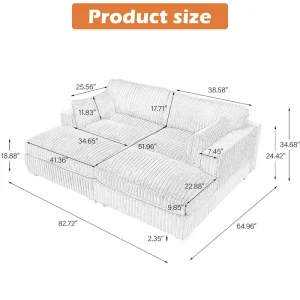 Modular Sectional Fabric Sofa for Living Room Bedroom(Light Brown 4 Pillows)