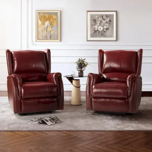 Eduardo Genuine Leather Power Recliner with USB Port Set of 2(Grey)