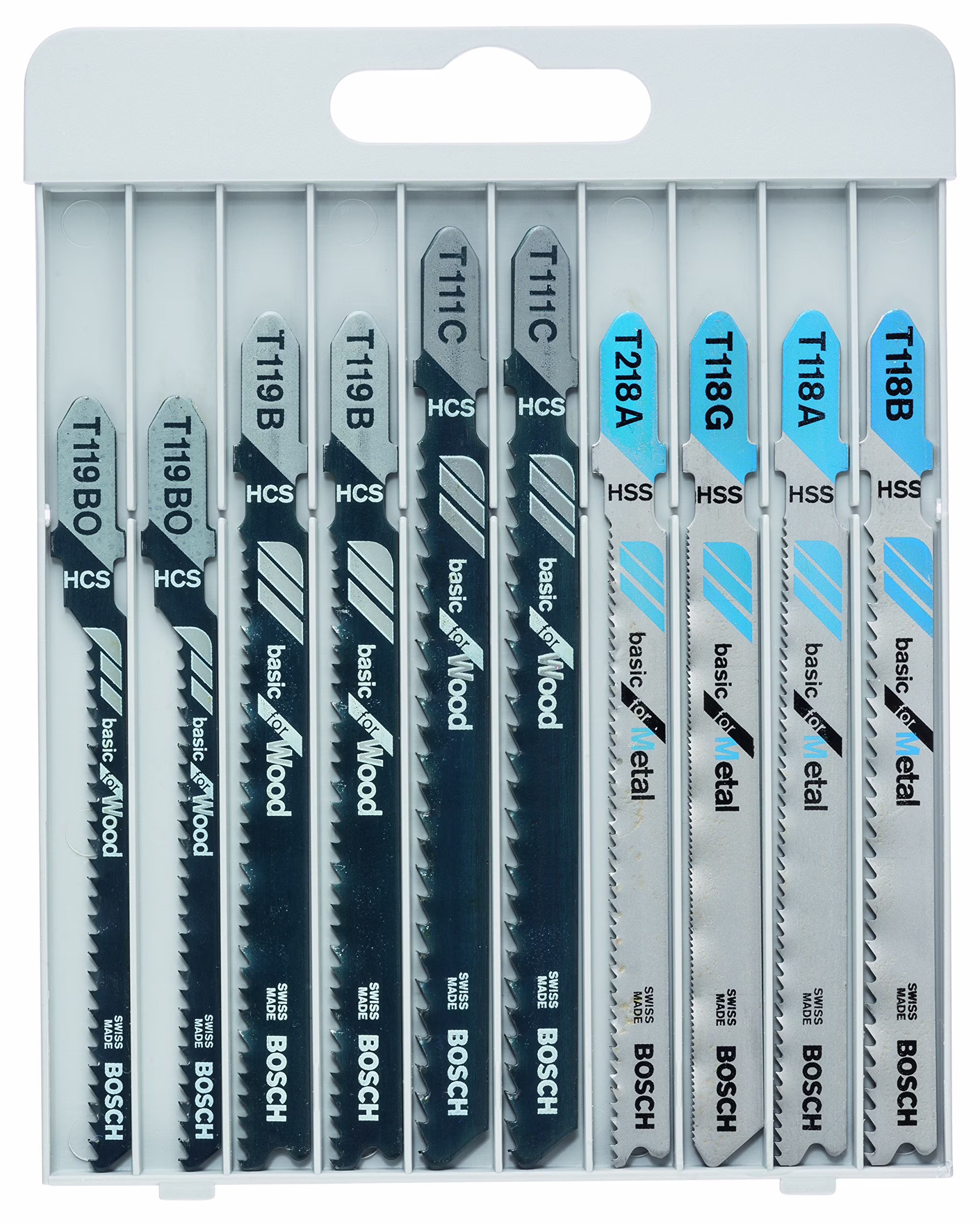 Bosch Professional 10-Piece Basic for Wood and Metal Jigsaw Blade Set (for Wood and Metal, Acce