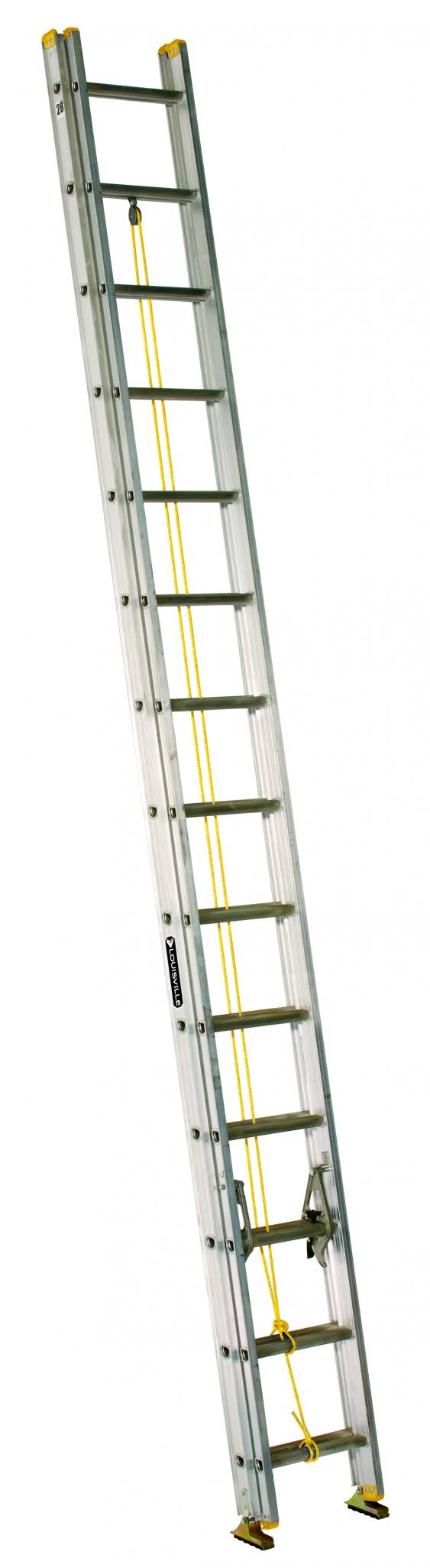 c97e43164e76e9c38b01d383941dcc7f8aaf27ca29f6fcf98c6087335b516b4c Louisville AE3228 Aluminum Extension Ladder, 28 ft, Slip-Resistant D-Rungs, QuickLatch Lock