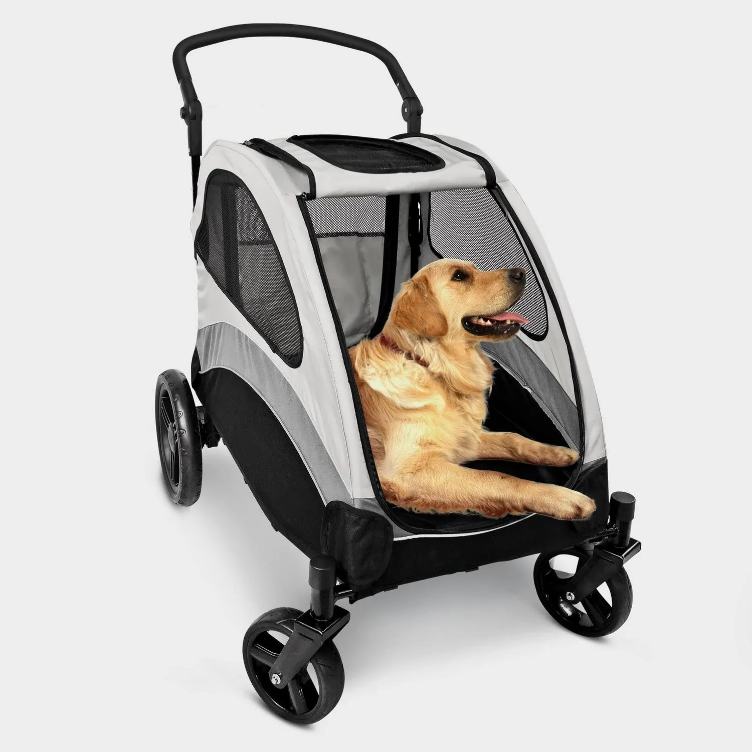 c9bc0f0bac510a497ca97f92fac096401ad36c2786acf5d15a7f49ac3106e022 Foldable Pet Stroller for Large or 2 Dogs Cats Jogger Wagon with 4 Wheels