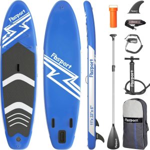 Premium Stand Up Paddle Board Yoga Board with Durable SUP Accessories  Carry Bag | Wide Stance Surf Control Non-Slip Deck Leash Paddle and Pump for Youth  Adult(Blue/ONESIZE)