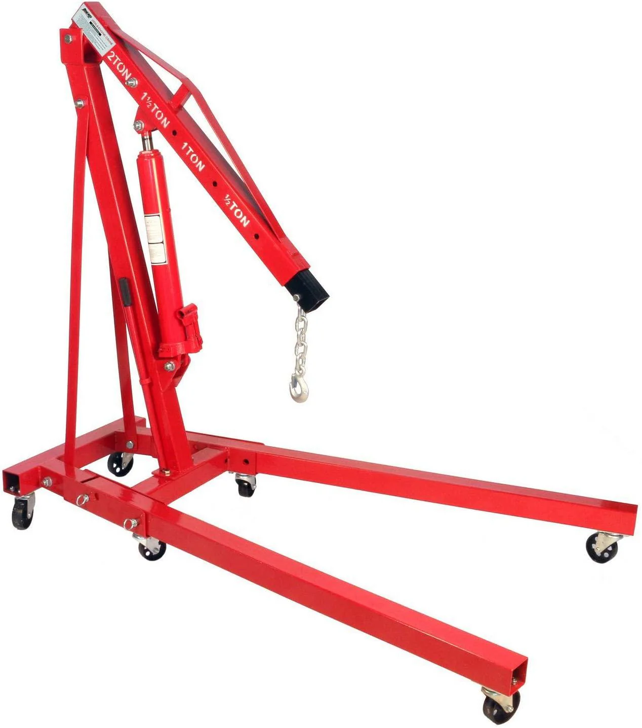 ca719f74346b3c9374e26acd4c4e6ac8b6fcd5fe3d41edb0d74a37b8fb7988ac Dragway Tools 2 Ton Folding Hydraulic Engine Hoist Cherry Picker Shop Crane Hoist Lift with 6 Fully Rotating Caster Wheels