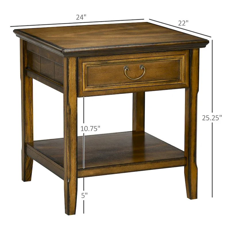 caddf381b616887dec50b1e5942b13f0473bb6a6ec13bf45271cf6e2ddec0150 Side Table With Storage, Vintage End Table With Drawer And Open Shelf(Dark Coffee)