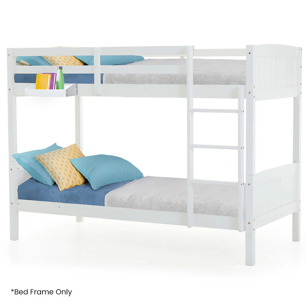 cb5203f4fb9c63a5f375a483823de5fdad7cd662aaf6a6da7d02d9ef52c75daa Kingston Slumber Single Bunk Bed Frame Solid Pine Wood Timber, Modular Design, White