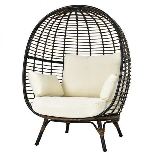 nutrigardens Oversized Outdoor Patio Rattan Egg Lounge Chair with 4 Cushions