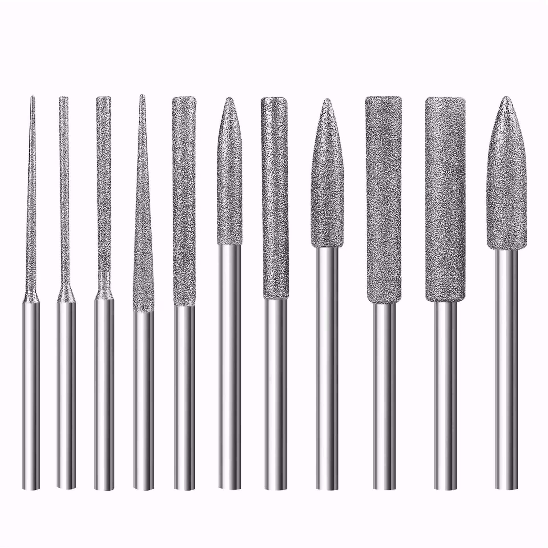 11Pcs 1/8" Carbide Steel Diamond Burr Bits Grinding Rotary Tools Accessories