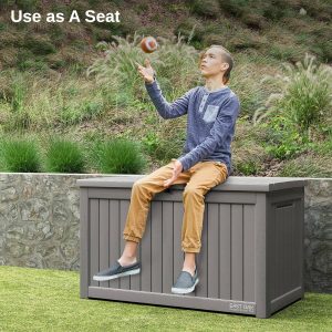 230 Gallon Deck Box, Outdoor Storage Box with Padlock(230 Gallon)