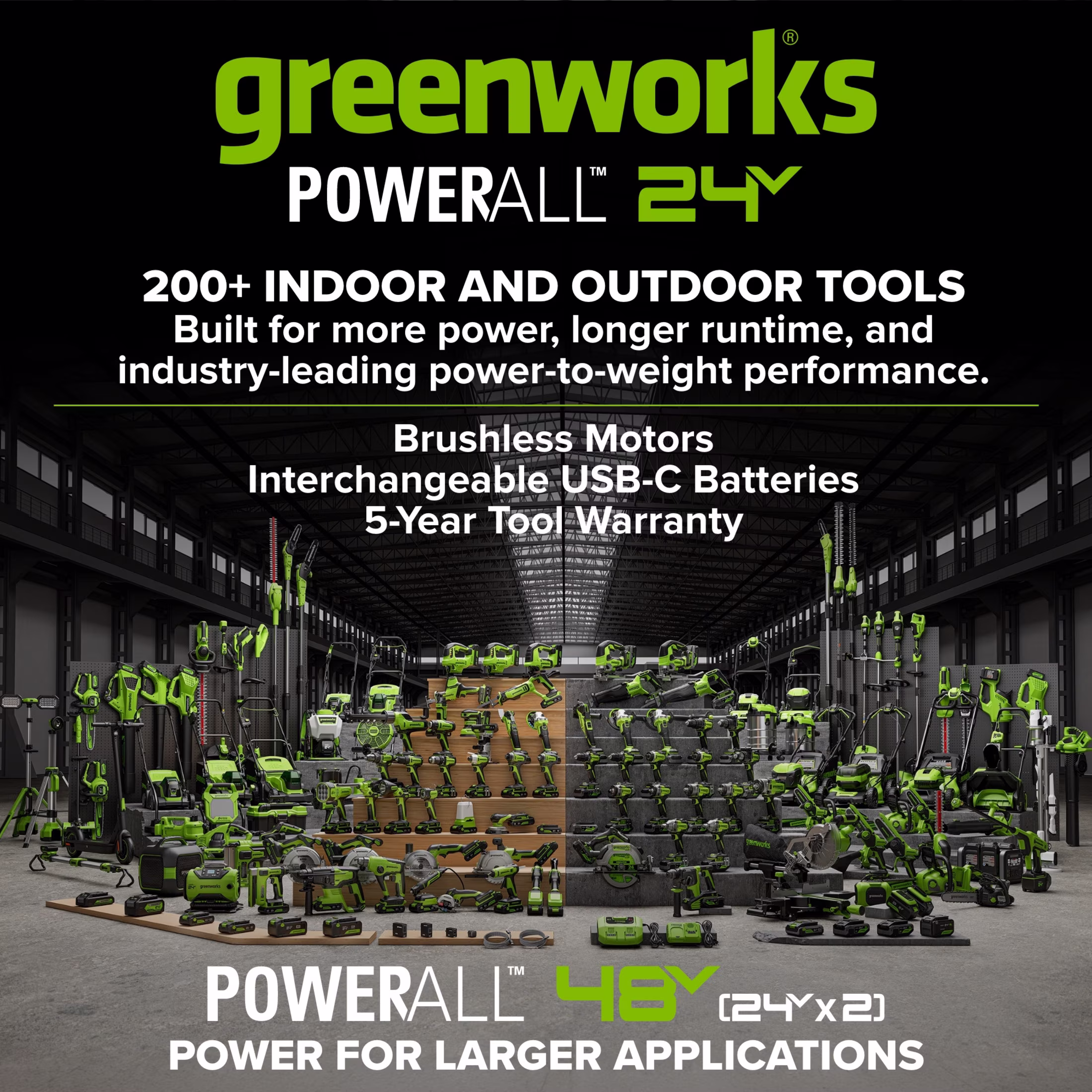 cd88a7cc3e8779ccd2b45541d13e6ba2e64c75e2572a36151fa23374aab8a8e0 Greenworks PowerAll 24V Battery 2-Pack, (2) 4.0Ah Battery and Cable, K2D8NNAA3