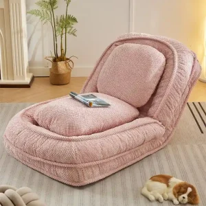 Lazy Sofa Couch,5 Adjustable Position,Sit,Sleep,Fold,Suit to Put in Bedroom, Living Room(Pink)