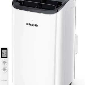 14,000 BTU Portable Air Conditioner Cools Up to 700 Sq.Ft, Auto-Evaporation Low Noise Portable AC Unit with Remote Control Fits for Large Room, Office, Garage,White(14000 BTU/Off-White)
