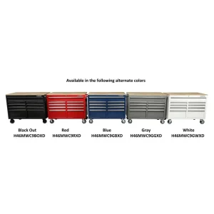 Mobile workbench with 9 drawers, hardwood top and power connection, 117 cm W x 62 cm D ¨C high-gloss black(Black)