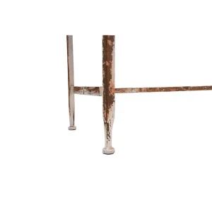 Zinc-Finished Metal and Wood Scalloped Edge Sofa Table(Silver)