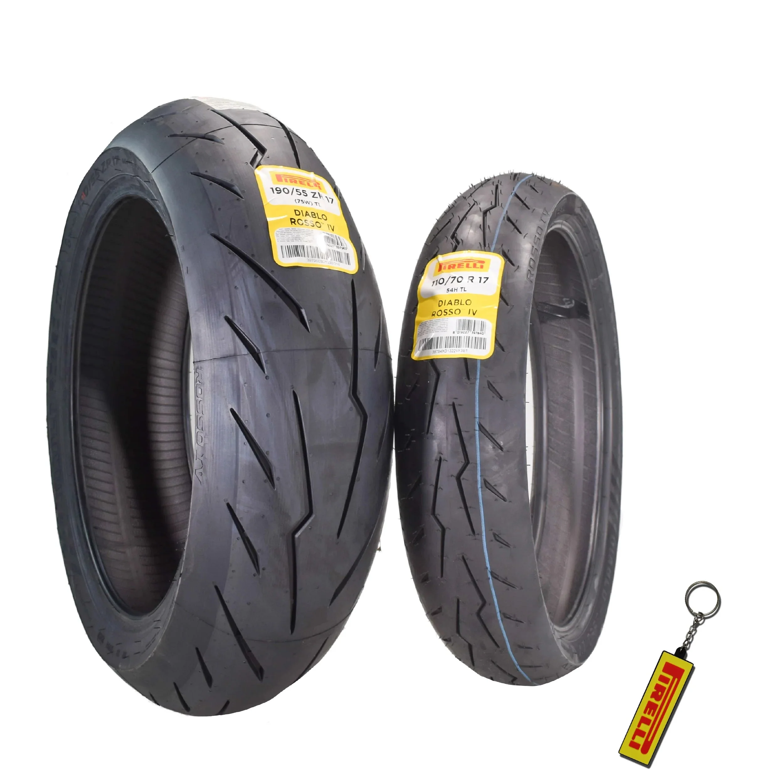 d0b32833246b9373b18607f4bb883978c111265391db0700aa2ba4ba76d6c314 Pirelli Diablo Rosso IV Motorcycle Tires Set ?C Front 110/70ZR17 Rear 190/55ZR17 with Bonus Keychain