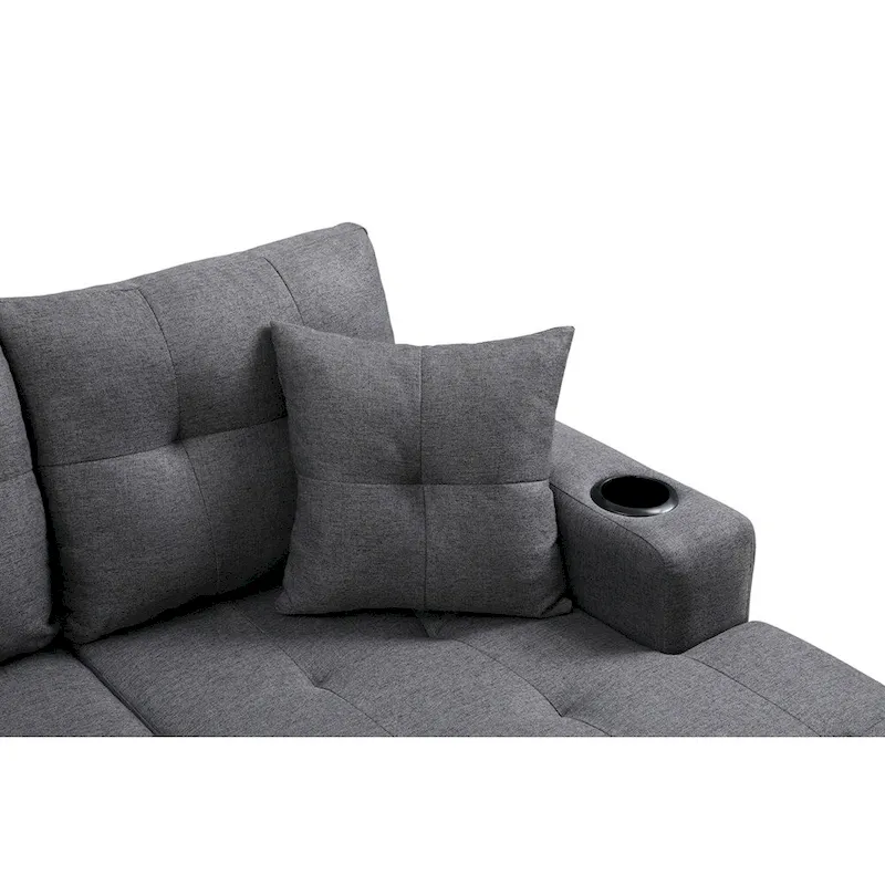 d260e073a3cd493f72b6dd1b44485d68dfea33ae733c827d03dfe3ce67ab3878 Sectional Sofa Living Room with L Shape Chaise Lounge and cup holder(Grey)