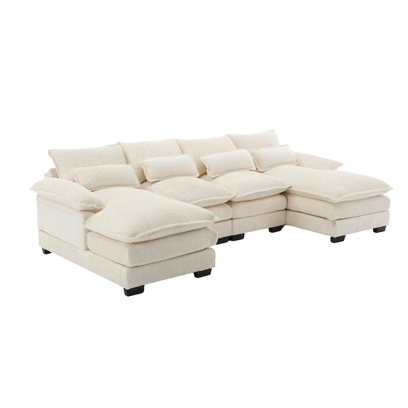 d26f42c85092c8db4b699d05cae00ad40f3d69f5ab5837b3ccb211a7ec9f5c52 Sectional Sofa Cloud Couch for Living Room, Modern Chenille/Boucle U Shaped Couch, Comfy Modular Sofa Sleeper with Double Chaise(Black-chenille)