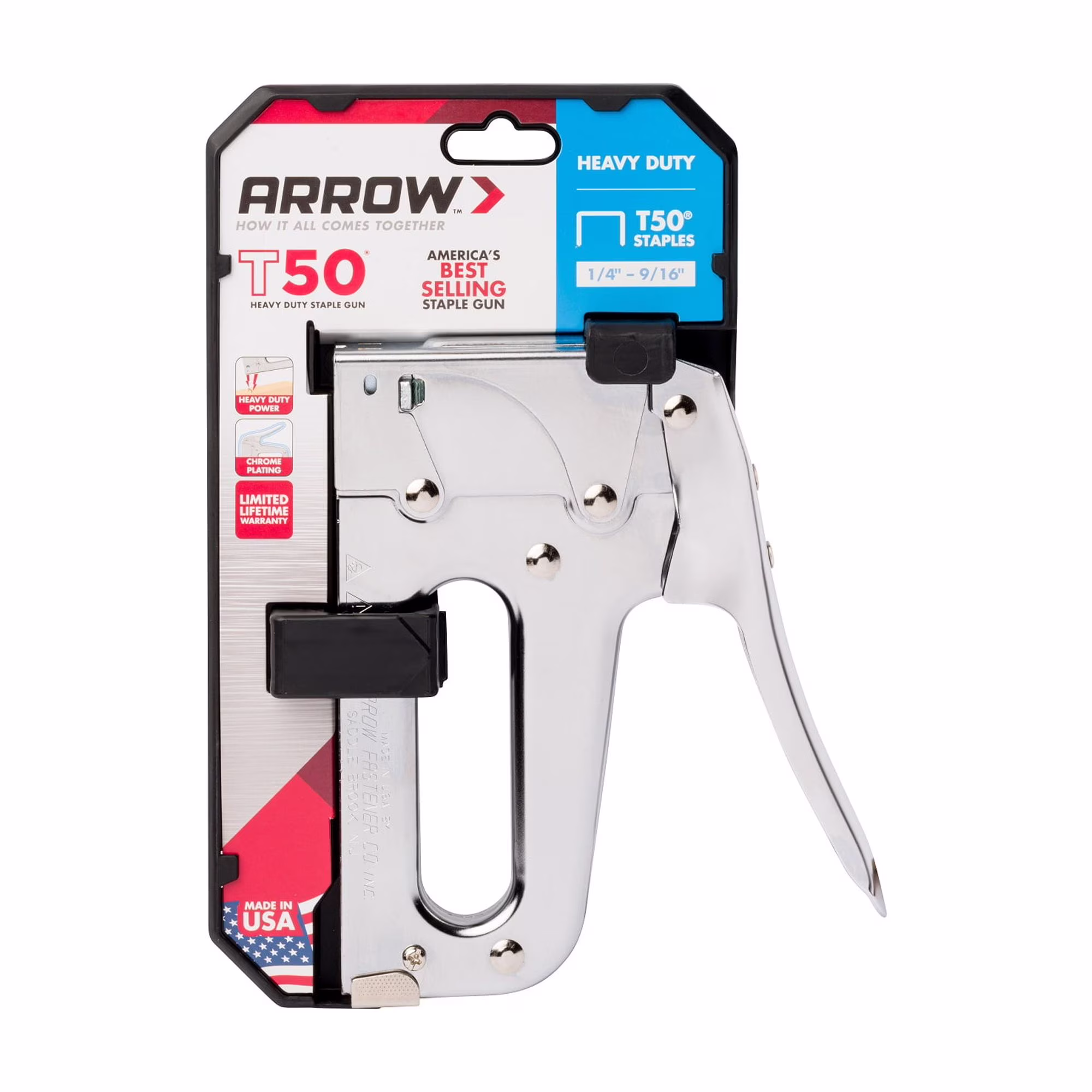 d2f543d462a9fcfa1b584bd1bcc1239f96478723c95e5d2bd2ff332b969d2e11 Arrow T50 Heavy Duty Manual Staple Gun for Upholstery, Wood, and Crafts, New