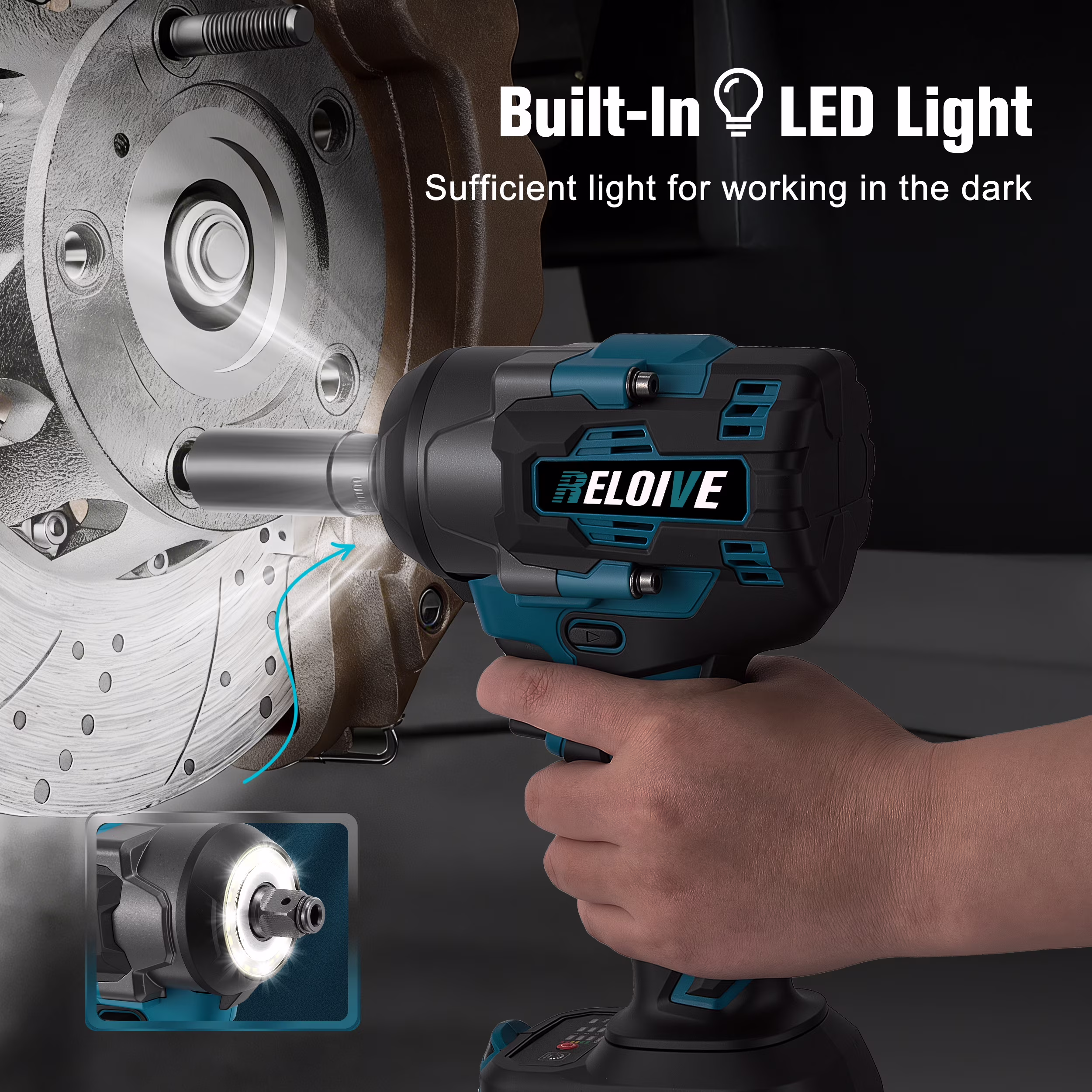 d3643ffae5ea9b9dbfbf14d4f25947c6974d0bb029058861cb72953b029fb57a RELOIVE Cordless Impact Wrench Kit,663.8 FT-lbs(900N.m) Max Torque,1/2" Heavy-Duty Brushless Motor,4-IN-1 Electric Impact Driver,2 x 4.0Ah Batteries for Car Home Repair