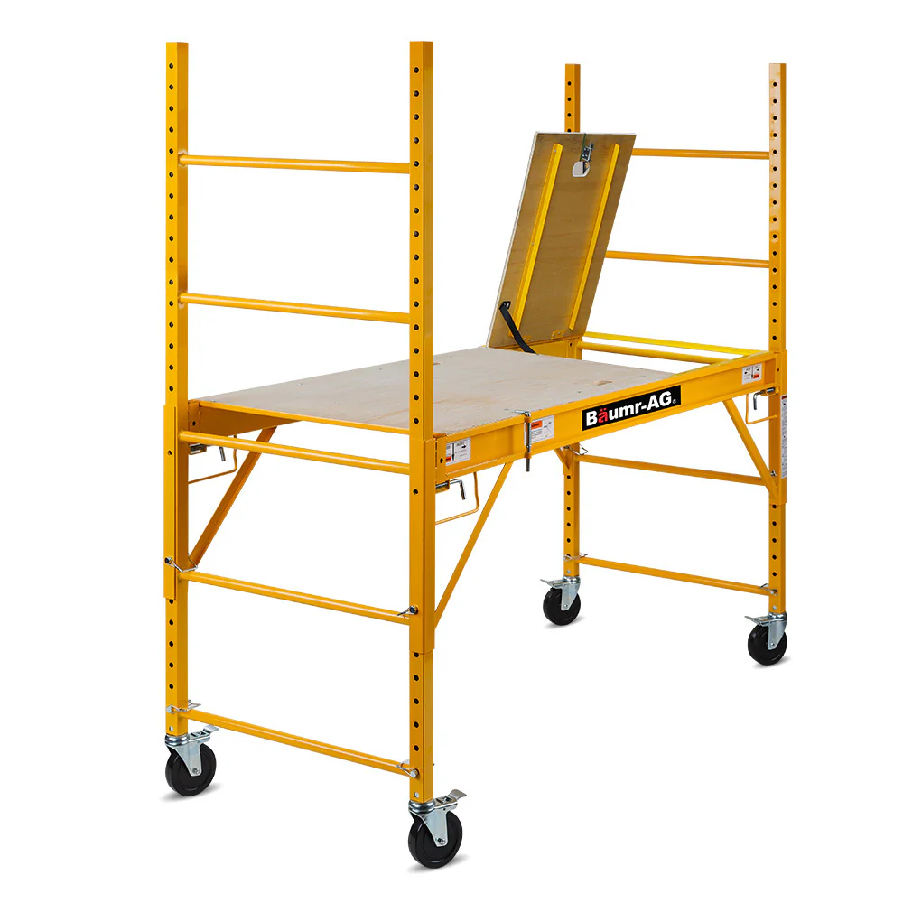 d3de13c981551d9c20d3be0f0d96c057720f8d178ba4101dec2b80e60d2119e7 Baumr-AG Adjustable Mobile Scaffolding, 450kg Capacity, with Trapdoor Hatch