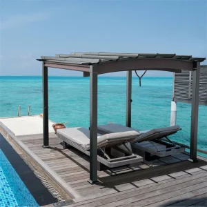 10 x 10 FT Patio Metal Pergola with Retractable Canopy Heavy-Duty Outdoor Pergola for Deck Backyard Garden(Default Title)