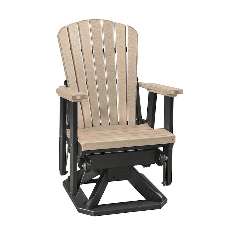d4a4691bd2693366f4bcdc81aec6984443d25981e3c9894a9d3e022139e4c4e5 OS Home and Office Model Fan Back Swivel Glider in Weatherwood with a black base(Weatherwood)