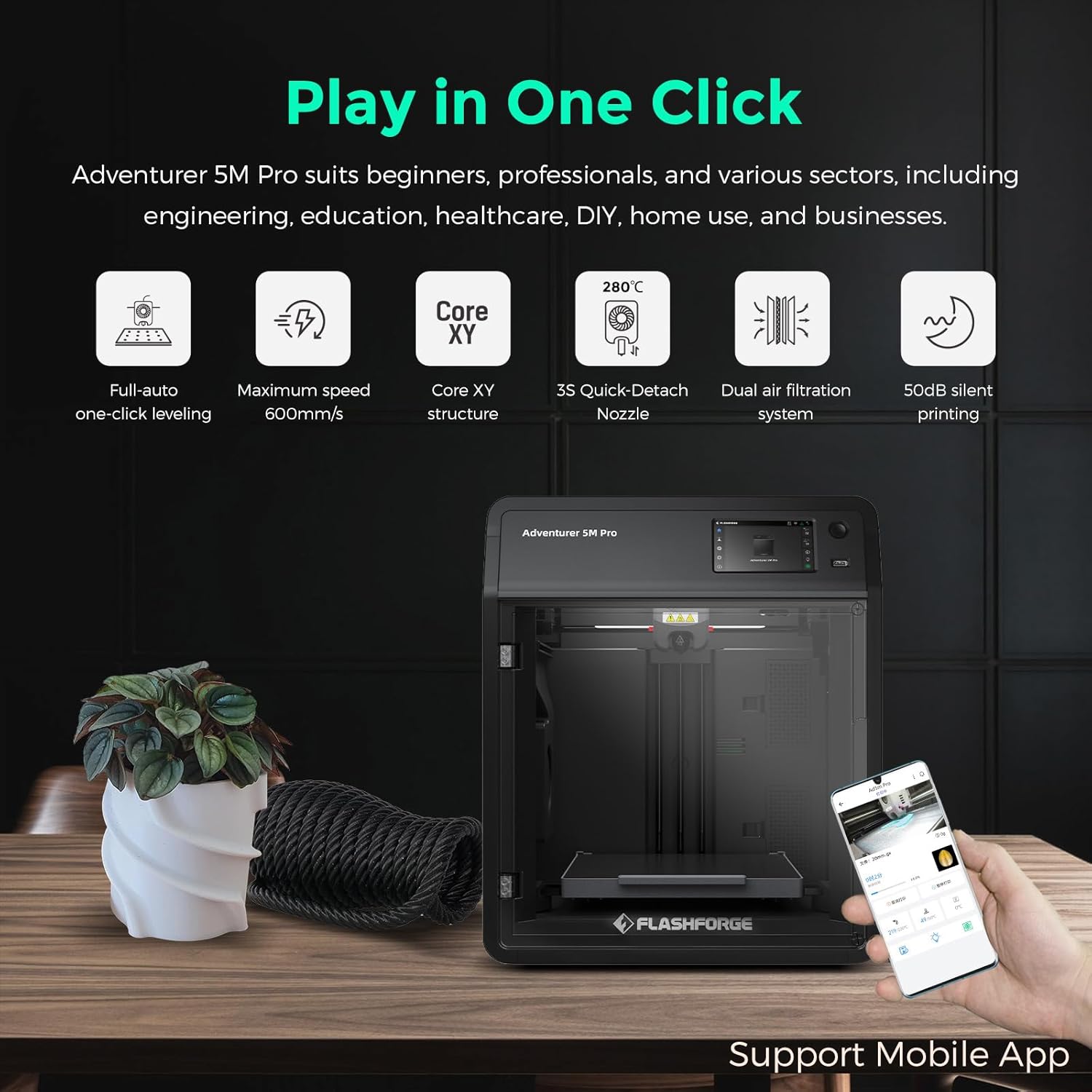 d55e2957b63ae2d384516cdc7d1922ad14ed011f6cd6fe4d1d605b9b6805b9a2 Adventurer 5M 3D Printer with Auto Leveling High Speed(Adventurer 5M)