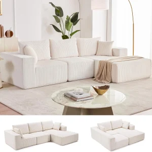 108 Modular Sectional Sofa Cloud Sectional Couch Modern Modular L-Shape Sofa Couch(Green/Right Facing Chaise)