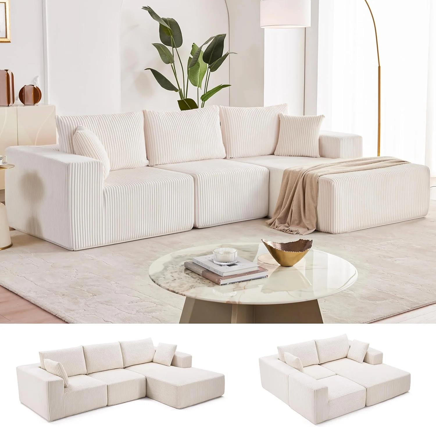d5a7aec5222f767f48fc3a24731d4062b5db170a769985ecbbf953fdfc1939b0 108 Modular Sectional Sofa Cloud Sectional Couch Modern Modular L-Shape Sofa Couch(Green/Right Facing Chaise)