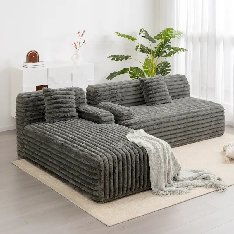 d5c98db559b7bf7feadafbc369457f6b99655932497a0486b190912a5328e863 Cloud Sectional Sofa, Modern Upholstered Couch with 2 Throw Pillows, Free-Combined Sofa, Modular Sectional L Shaped Couch(Dark Gray)