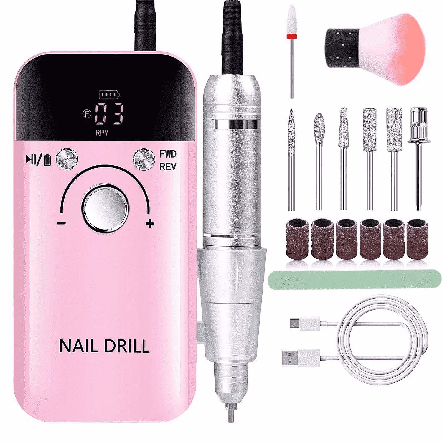 IDFINE Electric Nail Drill Professional 45000RPM, Rechargeable Nail Drill Kit Portable Electric Nail File for Acrylic Nails Gel Polishing Removing Nail Drill Machine for Manicure Salon Home