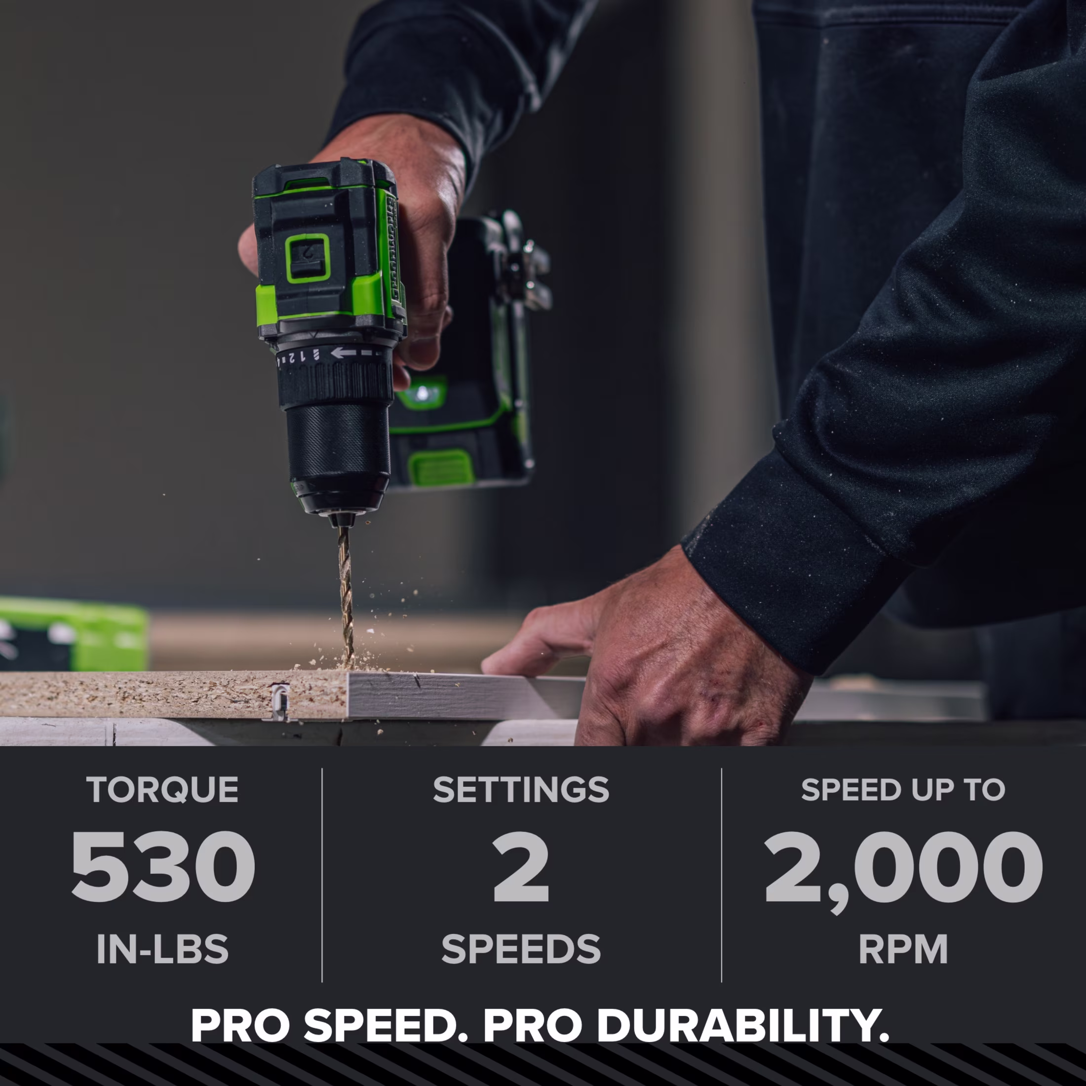 Greenworks Pro PowerAll 24V Brushless 1/2" 530 in-lb Drill Driver, with 2.0 Ah USB-C Battery, 30W USB-C Charger Block, 3' 100W USB-C Cable, DD560A1