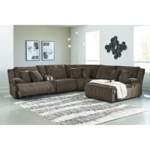 Signature Design by Ashley Top Tier Brown 6-Piece Reclining Sectional with Chaise - 147 W x 134 D x 41 H(Left Facing)