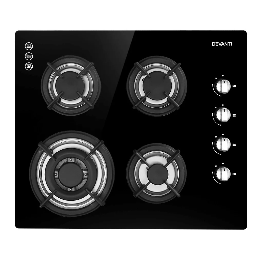 d82020bacd3979fae65737619e6ee72d1e7bd1e5b0e7f99134142864e57979fe Devanti Gas Cooktop 60cm Stove Hob Black