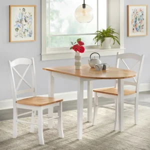 Simple Living Country Cottage Drop Leaf 3-piece Dining Set(White/natural)