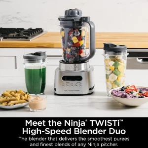 Ninja SS151 Twisti Blender Duo, High Speed 1600 WP Smoothie Nutrition Extractor(34-oz. Pitcher  (2) To-Go Cups)