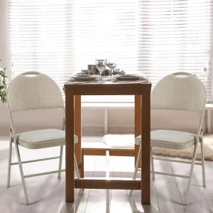 6 Pack Folding Chairs Portable Padded Office Kitchen Dining Chairs-Beige - 18.5 x 20 x 35 (L x W x H)(Beige)