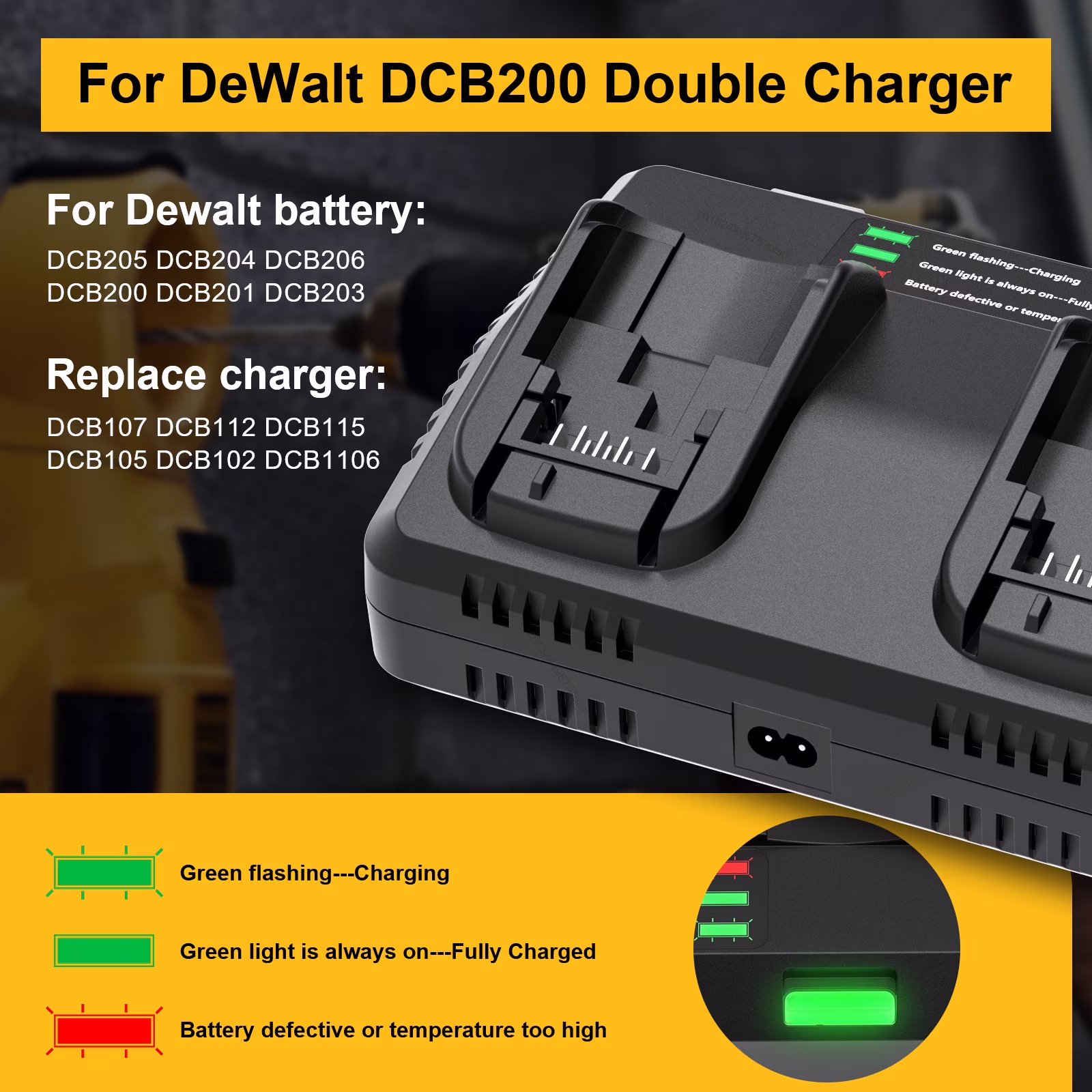 d93be8072159158783599b5ce50725b024fc4667f15ed2e4b78d73102ccbbd56 2 Pack 20v/60v 9Ah DCB606-2 DCB609-2 Battery for Dewalt 20v 60v Max 9Ah DCB609 6Ah DCB606 Flexvolt Battery 20V Max XR 8Ah DCB208-2 6Ah DCB206-2 5Ah DCB205-2 4Ah Lithium-ion Battery with 1 Charger