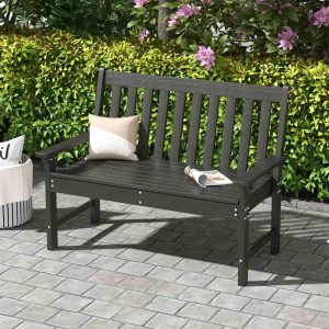 Outdoor 2-Person Bench, All-Weather HDPE Patio Loveseat Chair w/Cozy Backrest(White)