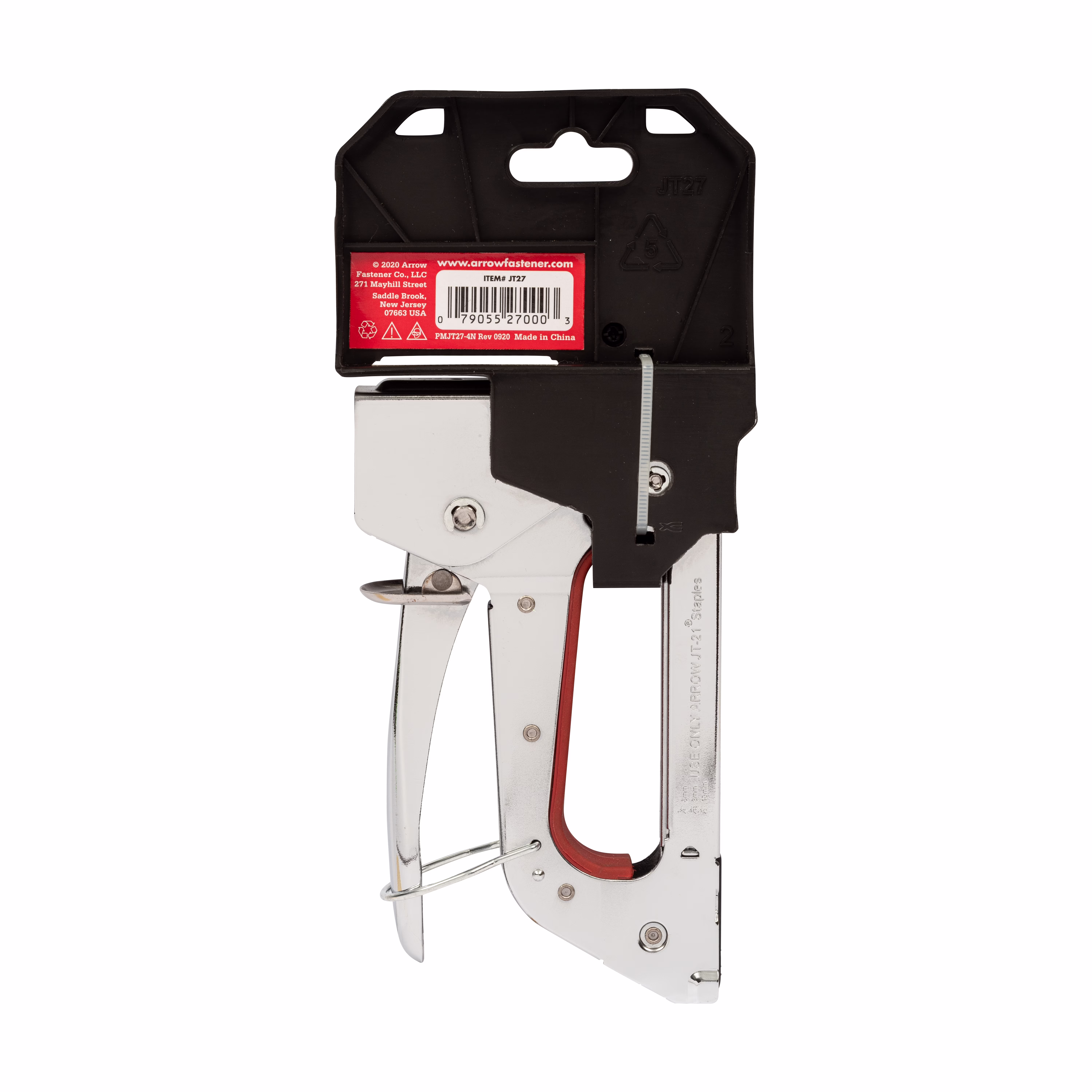 db6a597995760b0342cd6d7b5d402d0172d178758d3a349fc354960d126d7f3d Arrow JT27 Light-Duty Chrome Finish Manual Staple Gun with Bottom Load and Handle Lock