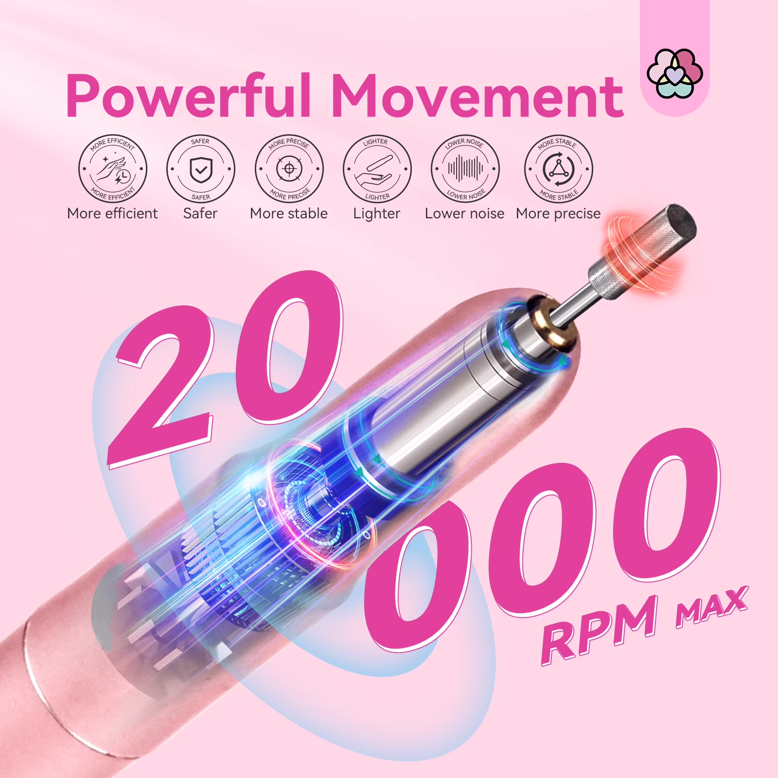 dc6934b6e4a8232a7e33e056738356ffab505bcc95b28873d8b397acb34d65d8 Saviland Electric Nail Drill - 20000 RPM Corded Electric Nail File Kit with 6 Bits & 51 Sanding Bands, Gold