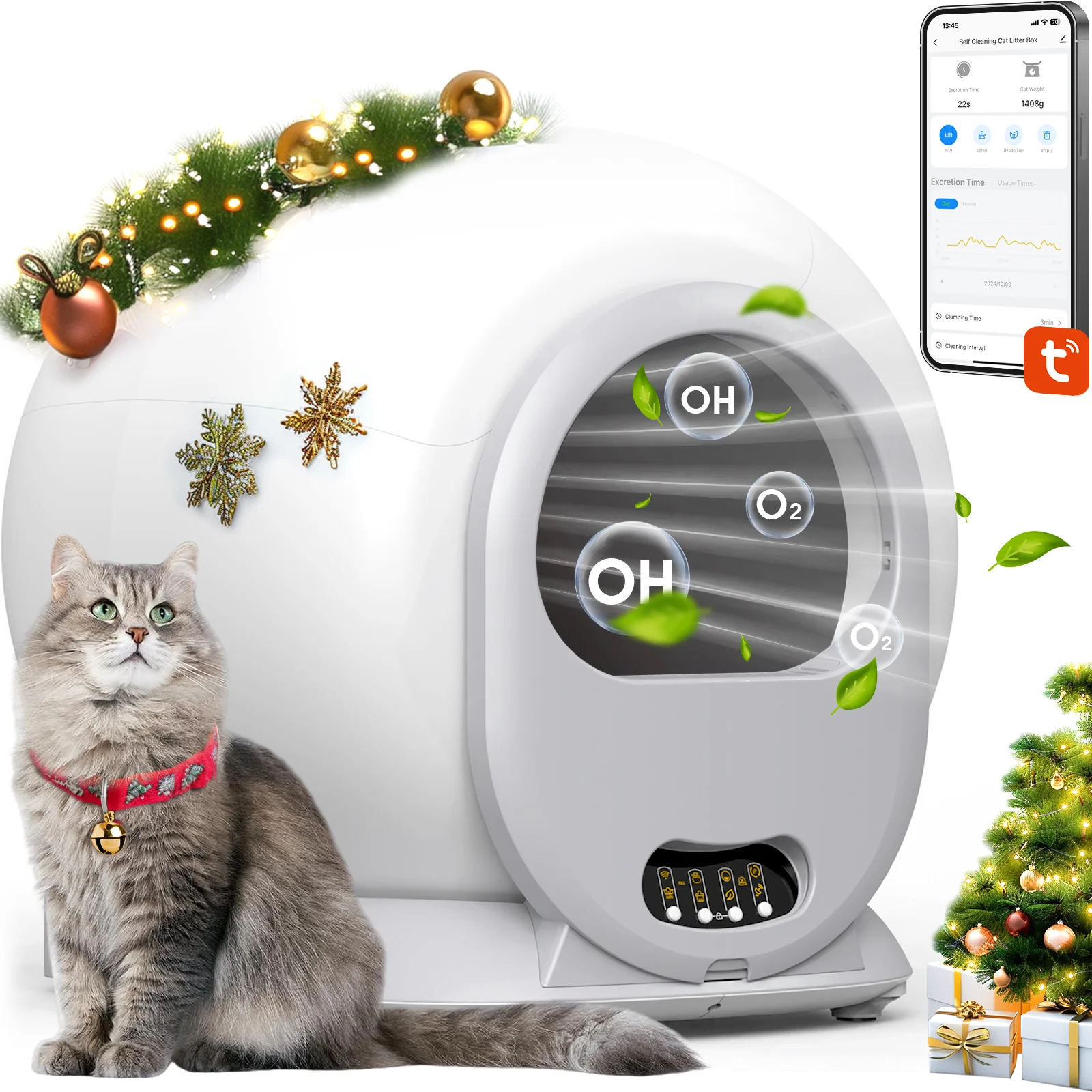 dc9b85d9c09d7d24aa34b66a778a75e1f1b62db95b508fd744791766b552eac4 65L Self Cleaning Cat Litter Box Wifi APP Control