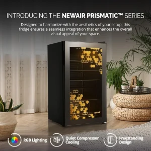 Beverage Refrigerator Cooler | 126 Cans Free Standing with Right Hinge Glass Door | Mini Fridge Beverage Organizer Perfect For Beer, Wine, Soda, And Cooler Drinks(Onyx Black)
