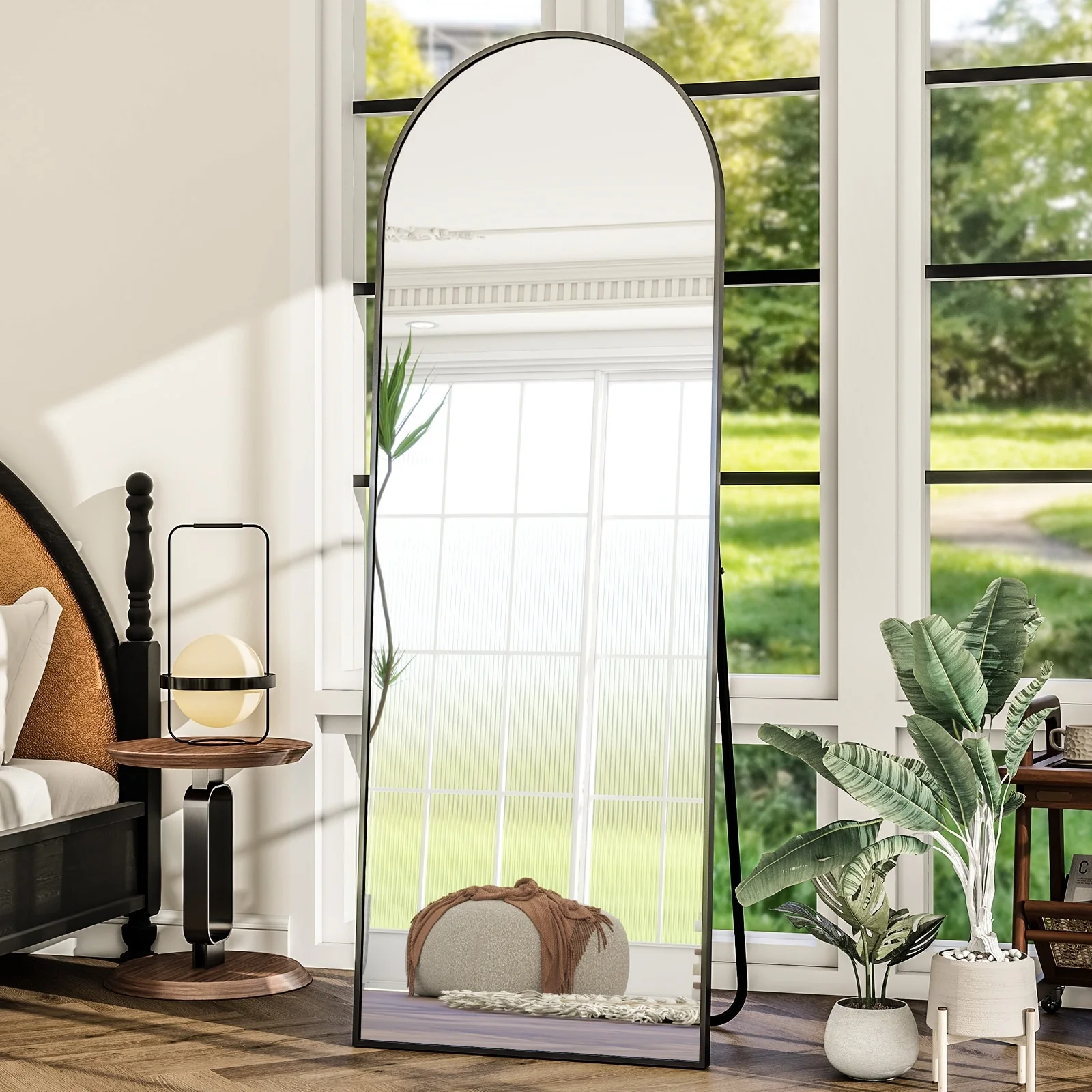 ddbaf518d7d1c7d8175277ca5c849d29318a05ca201103a963178c23b0882dcd Metal Arch Full Length Mirror Floor Mirror Wall-Mounted(21x64/Black)