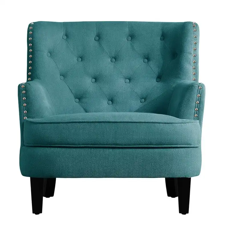 de7704803648676756e1c83dc37b7a1b394c6f31d0ffa835d1f79f5d86ee62f7 Moser Bay Mignon Velvet / Linen 30 Wide Tufted Wingback Accent Chair(Teal- Velvet)