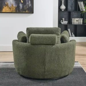 Oversized Swivel Cuddle Barrel Chair with moon storage ottoman(Green)